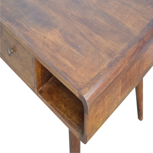 34" Chestnut Solid Wood Coffee Table With Two Drawers And Two Shelves