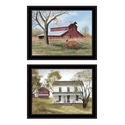 Homeroots Home Decor Set Of Two End Of Summer 2 Black Framed Print Wall Art, Black, Framed