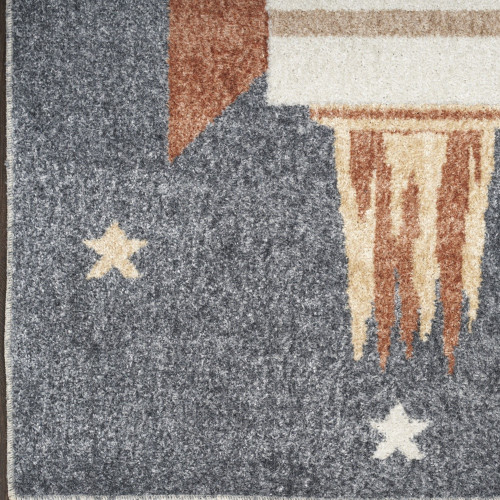 6' Blue Power Loom Runner Rug