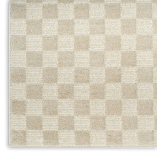 9' X 12' Beige Checkered Area Rug
