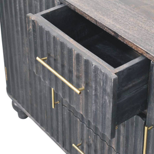 57" Brown Solid Wood Five Drawer Sideboard