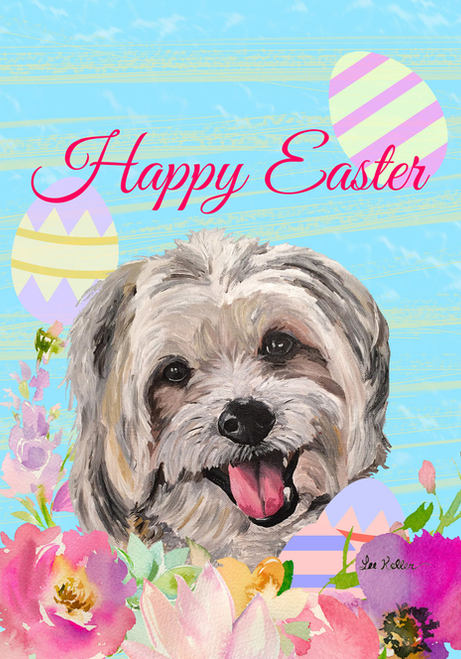 Cavachon - Hippie Hound Studios Easter  House and Garden Flags