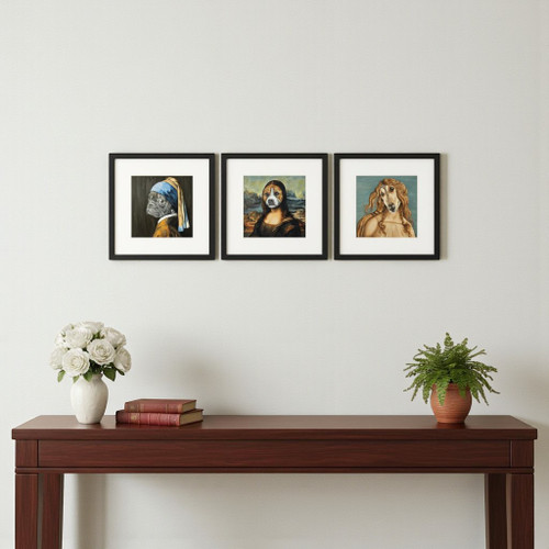 Set Of Three Master Dogs II Black Framed Wall Art