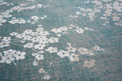 7' X 9' Blue And White Oriental Washable Area Rug With UV Protection