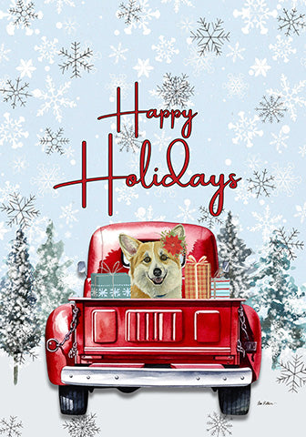 Corgi - Hippie Hound Studio Best of Breed Holiday House and Garden Flag