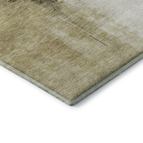 9' X 12' Wheat Charcoal And Ivory Abstract Washable Area Rug With UV Protection