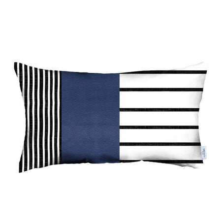 Bohemian Striped Vegan Faux Leather Throw Pillow Covers