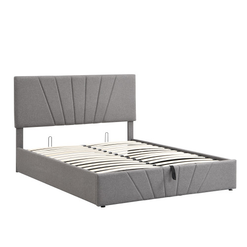 Gray Tufted Faux Leather Upholstered Queen Bed Frame