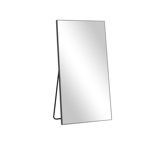 Black Aluminum Freestanding Ornate Framed Accent Mirror