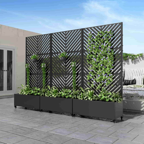 72" X 35" Black Metal Rectangular Planter Box