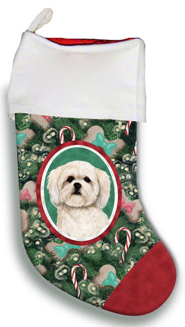 Lhasa Apso White- Best of Breed Christmas Stocking