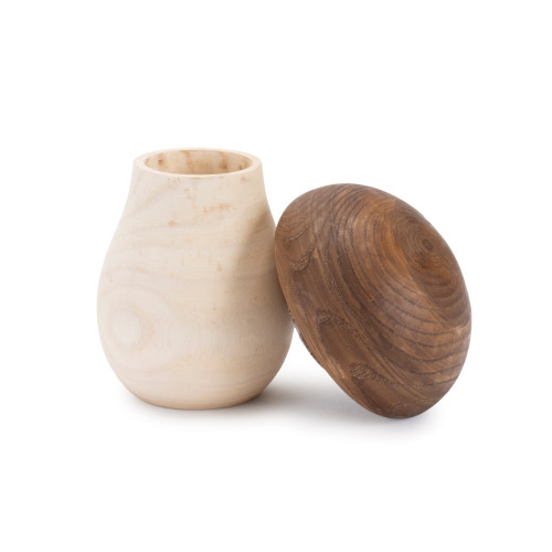 Set of Two Brown Wood Tabletop Sculpture