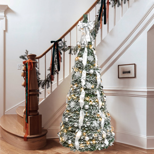 7' Pre Lit Full Spruce Christmas Tree With Decorations