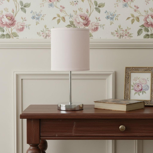 12" Blush Table Lamp LED With Drum Shade