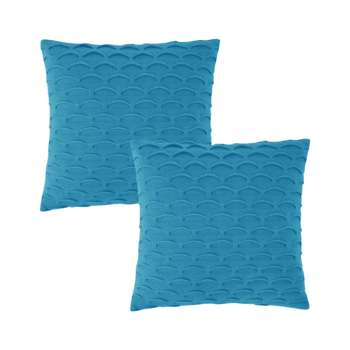 Turquoise Scalloped Wave Pillowcase Textu Coastal Cushion Covers for Modern Home Dcor