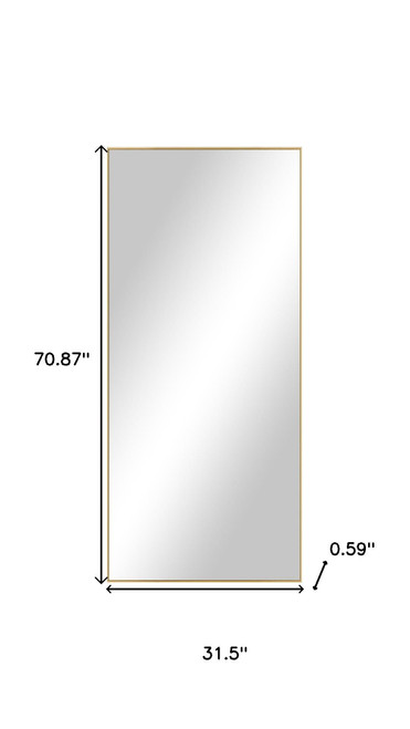 Gold Aluminum Freestanding Ornate Framed Accent Mirror