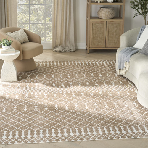 9' X 12' Tan Geometric Area Rug