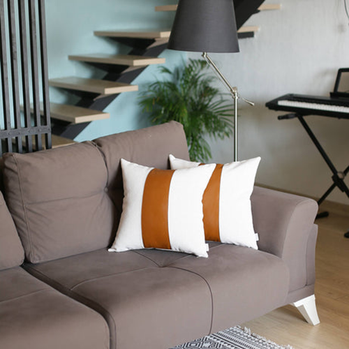 Vegan Faux Leather Detailed Throw Pillow Covers