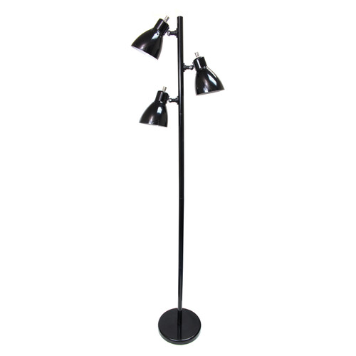 64" Black Metal Floor Lamp With Black Metal Cone Shade