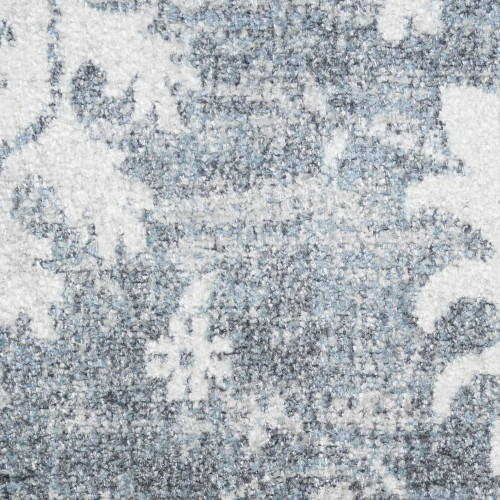 8' Blue Floral Power Loom Worn Faded Runner Rug