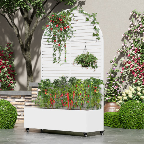 47" White Metal Indoor Outdoor Rectangular Planter Box
