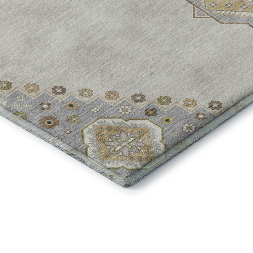 9' X 12' Ivory Gray And Beige Oriental Washable Area Rug With UV Protection