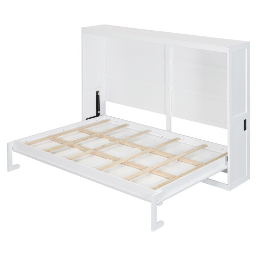 White Wood Full Murphy Bed