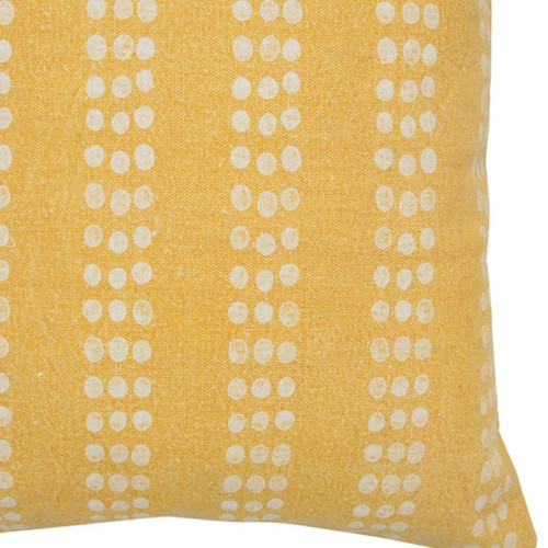 20" Yellow And White Striped Cotton Throw Pillow