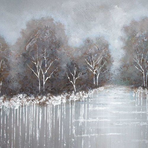 Deep Woods, Hand Painted Canvas Gold Floater Frame Painting Wall Art