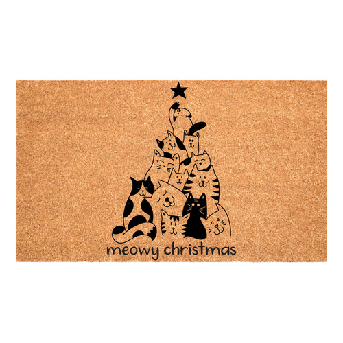 17" X 29" Brown And Black Christmas Outdoor Coir Door Mat