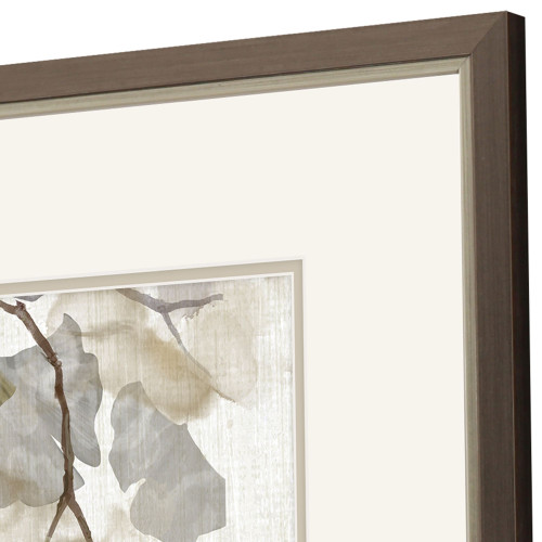 Set Of Two Gingko Accent Silver Framed Wall Art