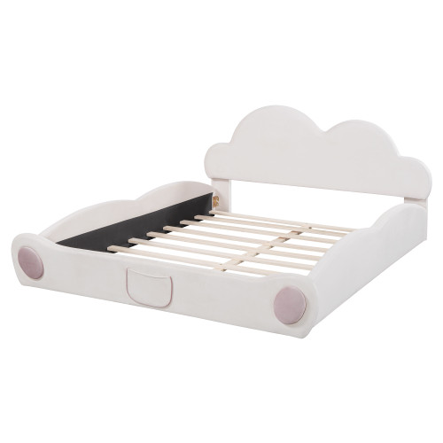 Beige Tufted Upholstered Twin Bed Frame