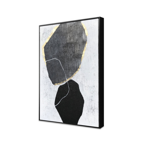 Stoney Silhouettes I Hand Painted Canvas Black Floater Frame Painting Wall Art