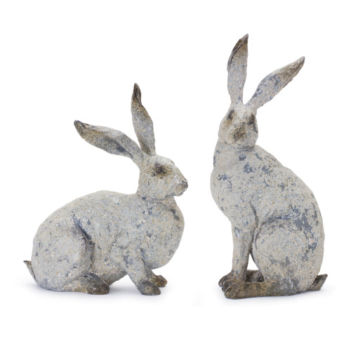 Set of Two Gray Resin Figurine Tabletop Sculpture