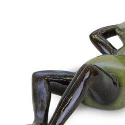 Set of Two Green Polyresin Figurine Tabletop Sculpture