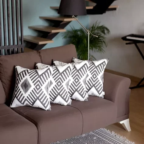 Ikat Set of 4 Square Boho Throw Pillow Covers