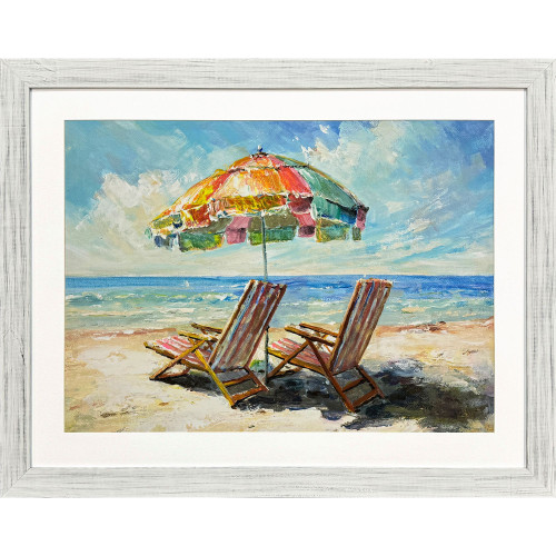 Beach Vibe Distressed White Framed Wall Art