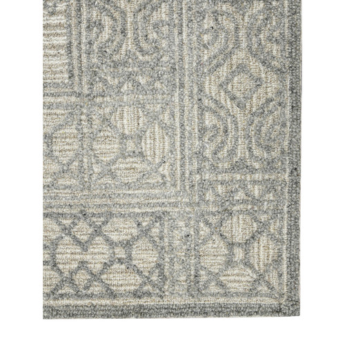 5' X 8' Gray And Ivory Wool Southwestern Hand Hooked Area Rug