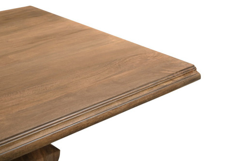 Seven Piece Brown Solid Wood Dining Set with Six Chairs