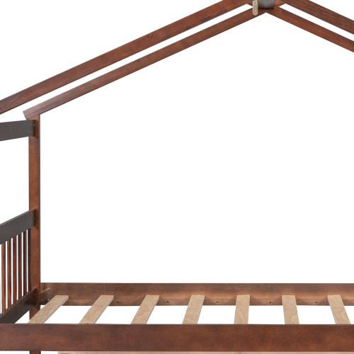 Walnut Wood Twin Bed Frame With Trundle