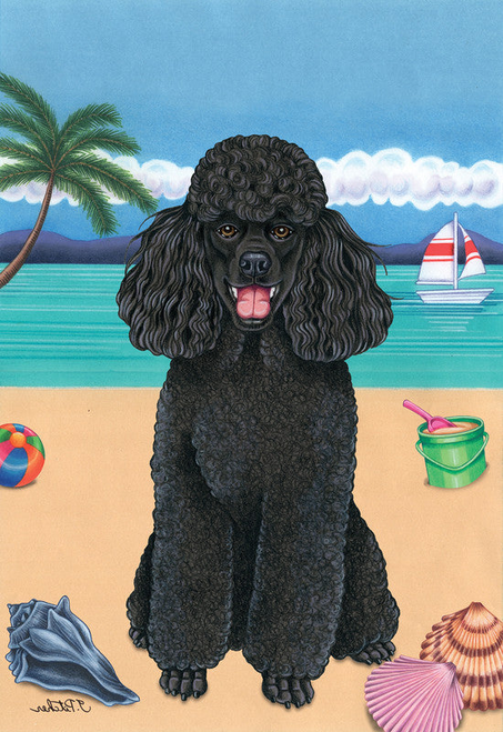 Poodle Black- Tomoyo Pitcher Summer Beach Garden Flag