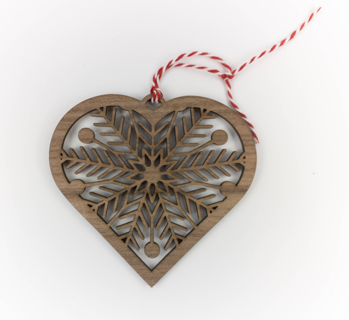 snowflake heart christmas ornament