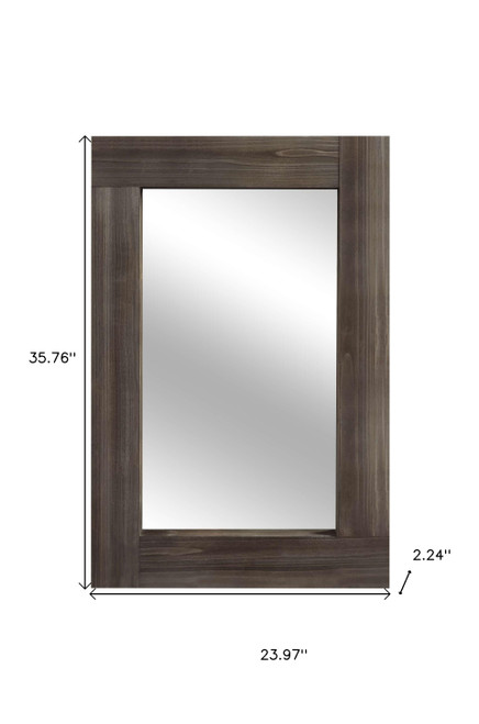 36" Brown Solid Wood Framed Accent Mirror