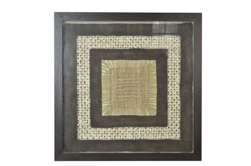 26 x 2 x 35 35'" Brown Wood Fabric And Glass - Shadow Box