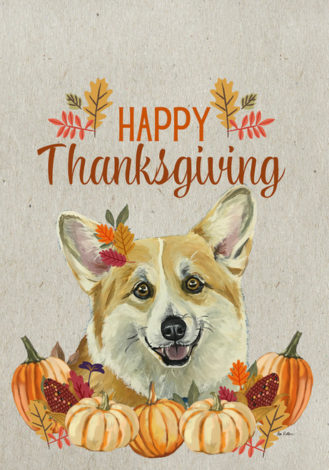 Corgi - Hippie Hound Studio Best of Breed Thanksgiving House and Garden Flag