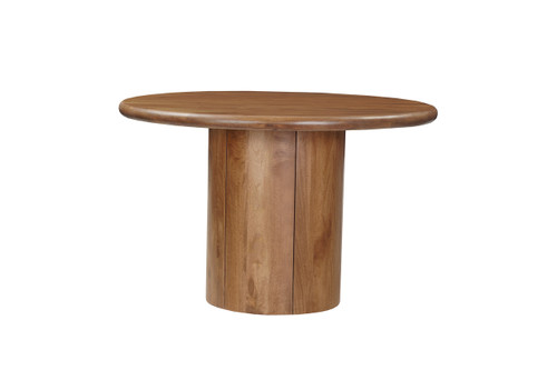 Five Piece Brown Round Solid Wood Dining Set with Four Chairs