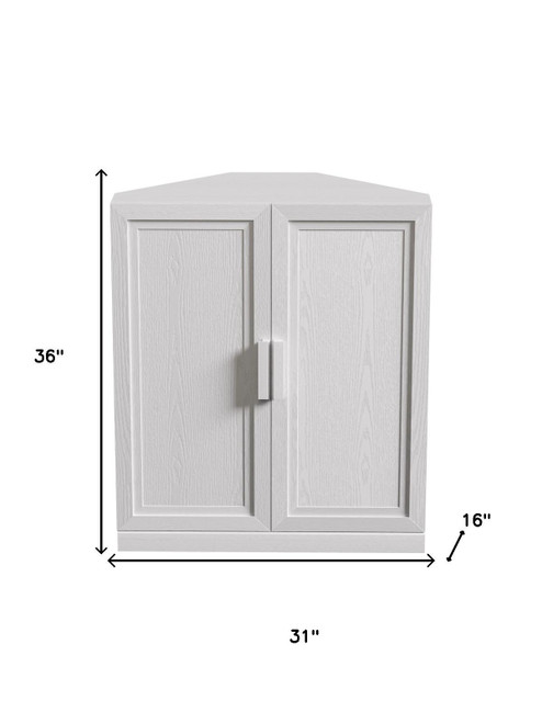 31" White Wood Corner Corner Accent Cabinet With Two Doors
