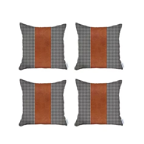 Boho-Chic Vegan Faux Leather Throw Pillow