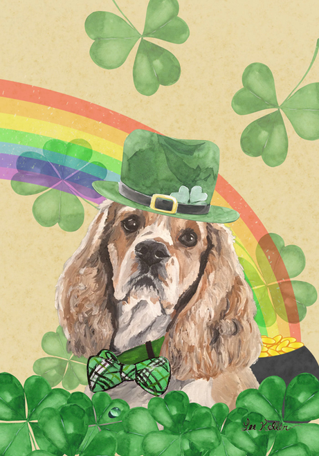 Cocker Spaniel Buff - Hippie Hound Studios Saint Patricks Day  House and Garden Flags