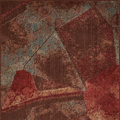 8' Brown Red And Orange Abstract Non Skid Runner Rug